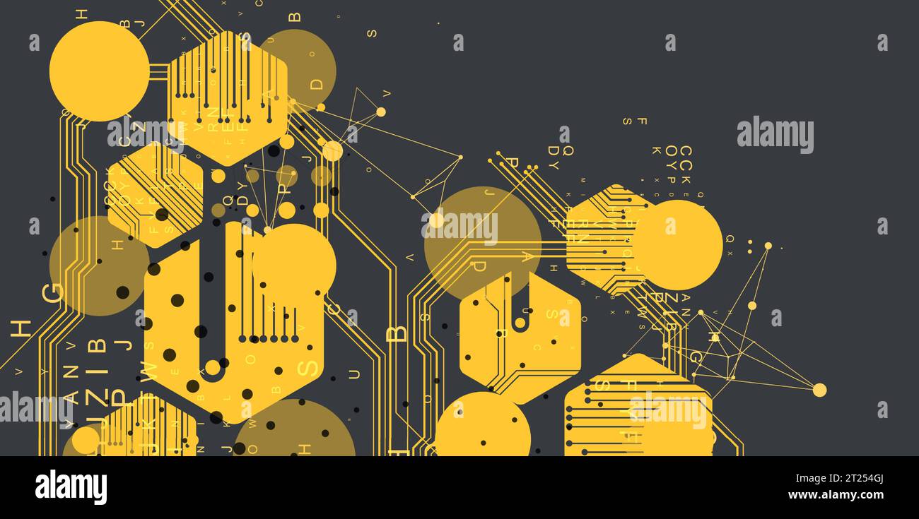 Fond futuriste hexagonal jaune abstrait pour les travaux de conception. Science et technologie. Illustration de Vecteur