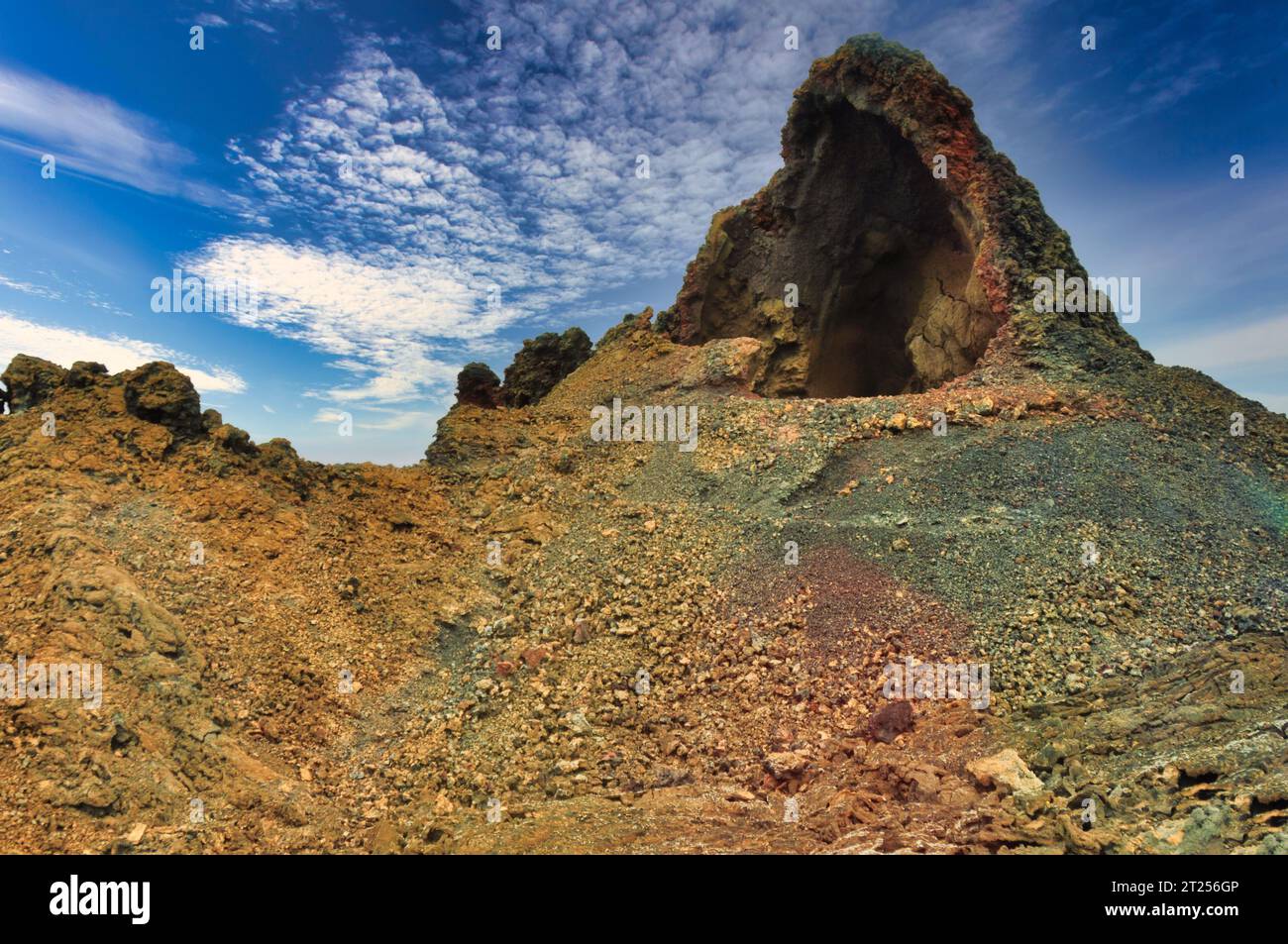 Formation rocheuse dans le paysage volcanique, Lanzarote, Îles Canaries, Espagne Banque D'Images