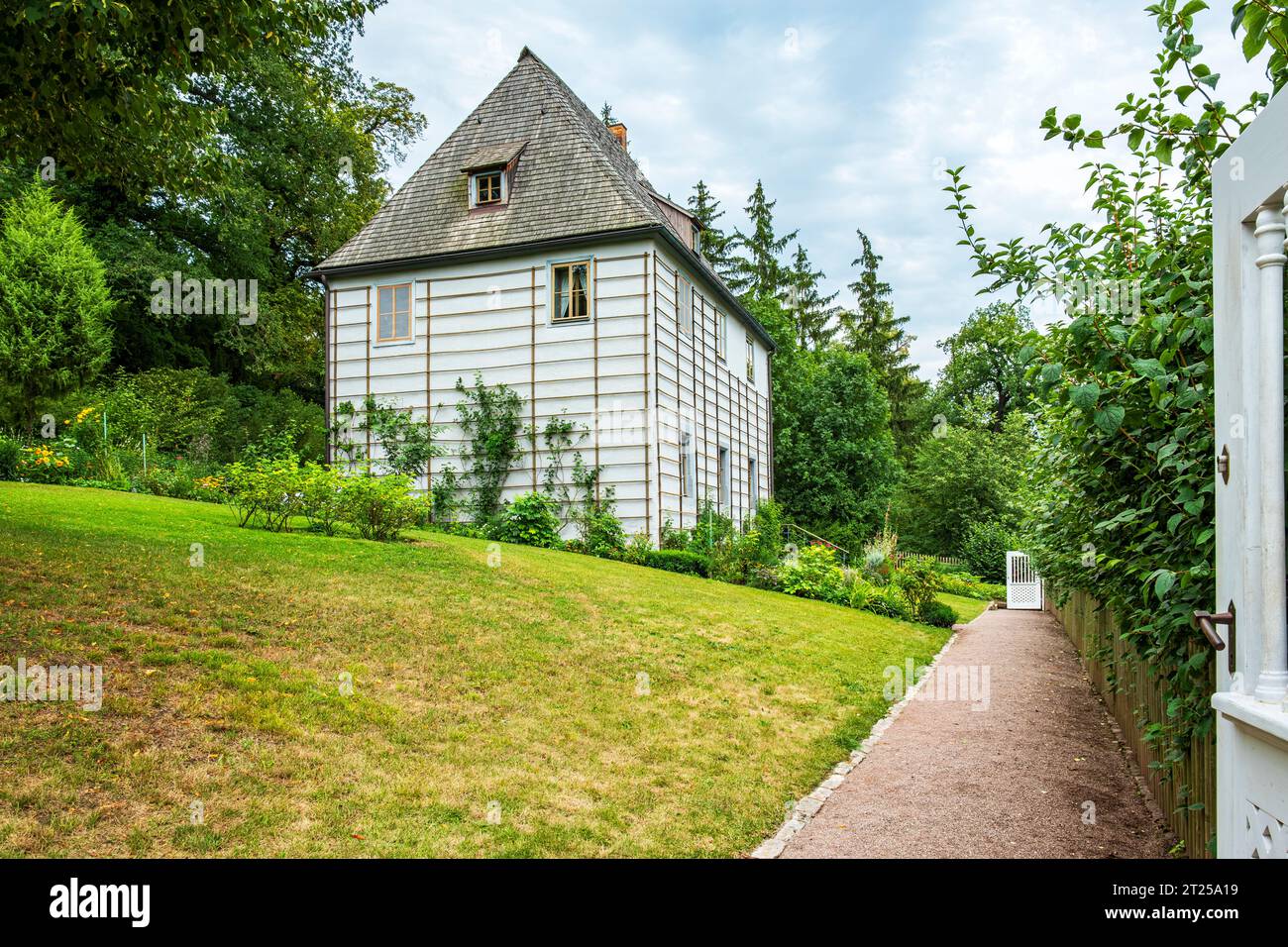 Le Goethe Garden House dans le parc sur l'ILM, depuis 1998 un site du patrimoine mondial de l'UNESCO à Weimar, Thuringe, Allemagne, état 13 août 2020. Banque D'Images