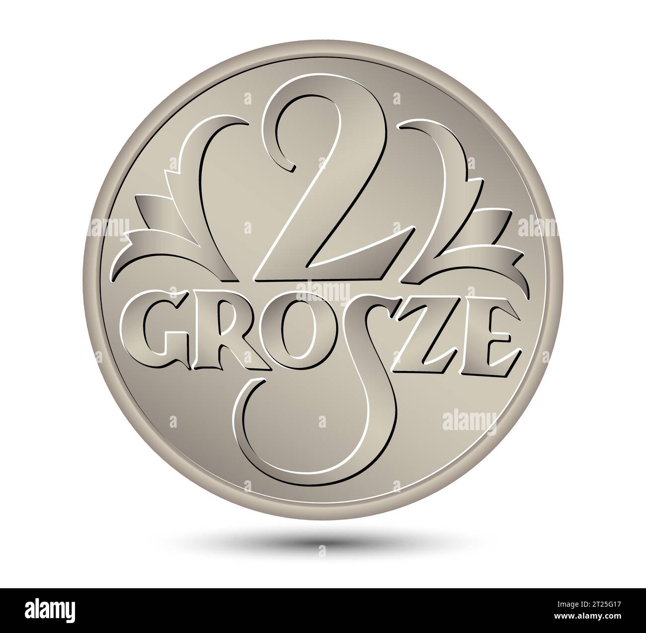 Argent polonais inversé, deux pièces de grosz. Illustration vectorielle. Illustration de Vecteur