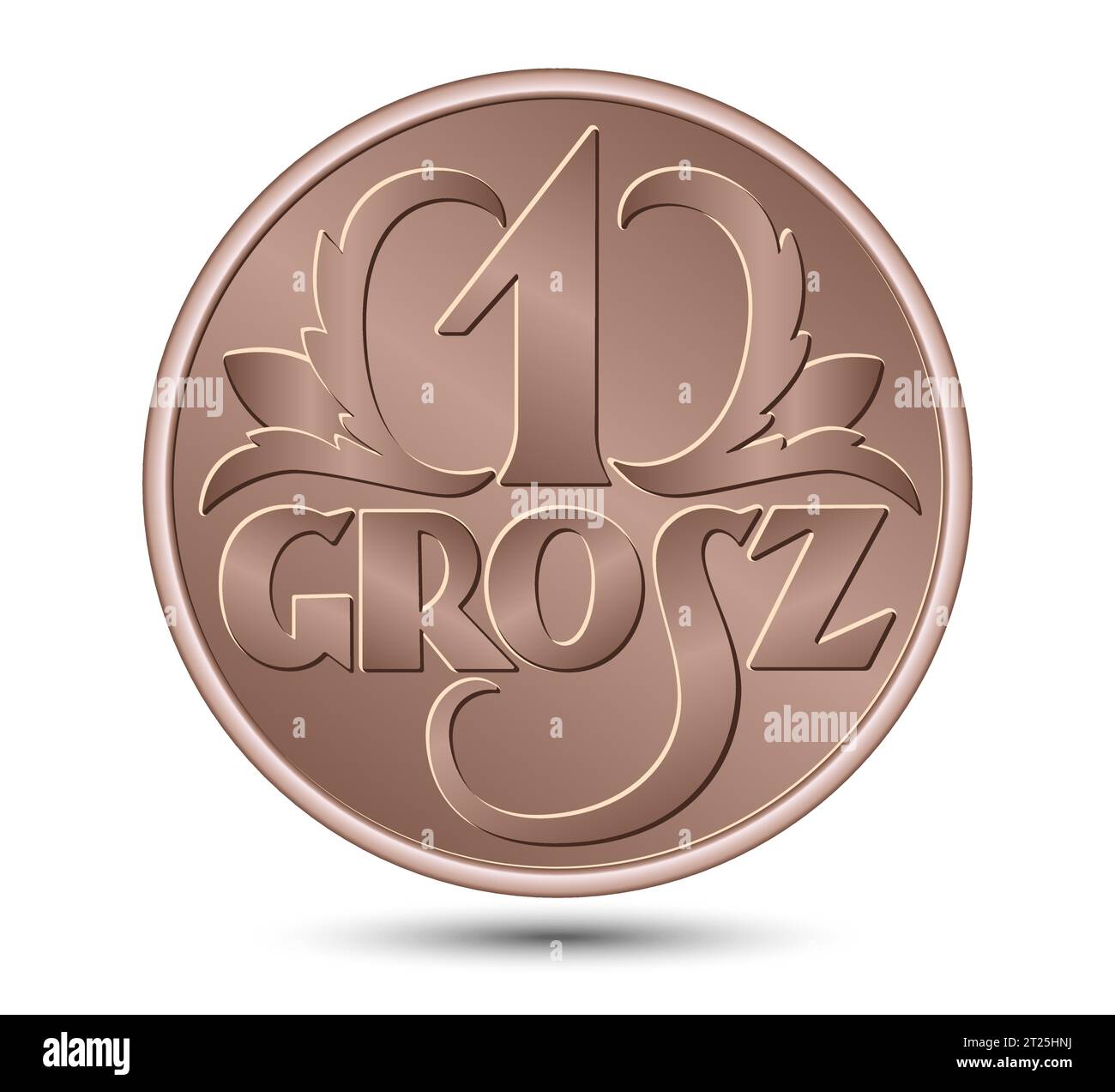 Inverser l'argent polonais une pièce de grosz. Illustration vectorielle. Illustration de Vecteur