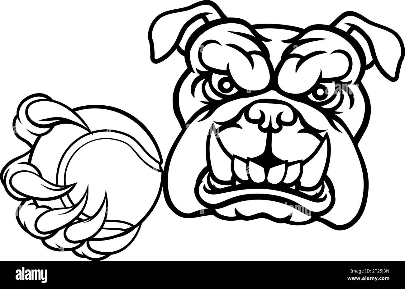 Masque de sport Bulldog Dog Animal balle de tennis Illustration de Vecteur