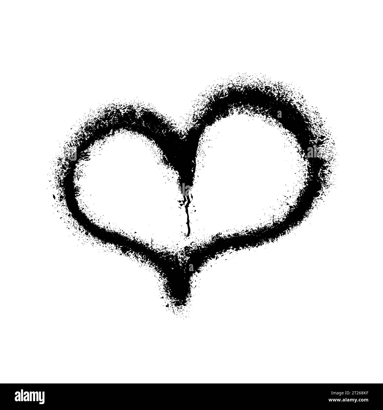 Coeur peint par pulvérisation. Peinture graffiti décolorée. Coeurs de couleur noire isolés sur fond blanc. Style hip-hop délavé. Imprimé éclaboussures dégradé. Fondu Illustration de Vecteur