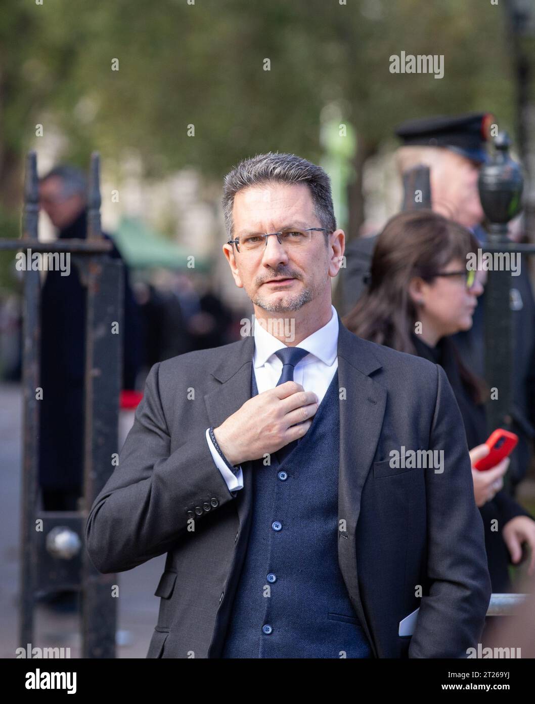 Londres, Royaume-Uni. 17 octobre 2023. Steve Baker député d'Irlande du Nord Ministre au service commémoratif de Lord Nigel Lawson à Westminster Abbey Steve Baker député d'Irlande du Nord Ministre Credit : Richard Lincoln/Alamy Live News Banque D'Images