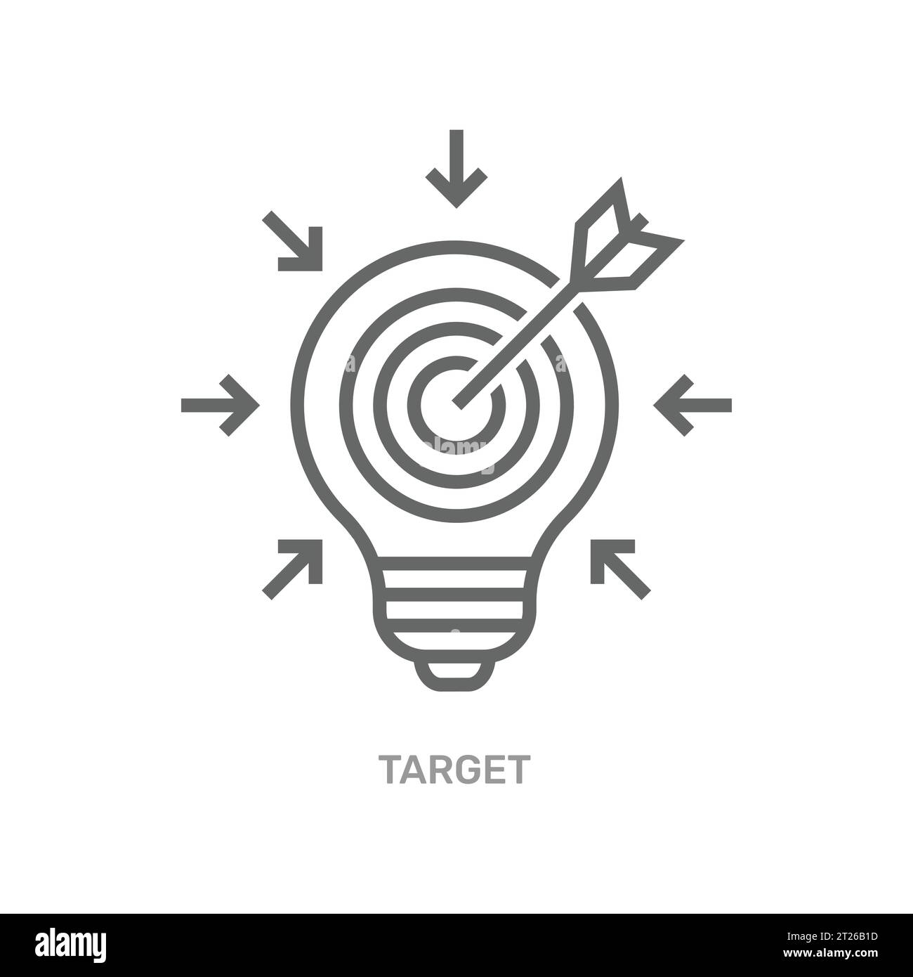 Icône d'ampoule et de cible avec icône de vecteur de flèche. SPE 10 Illustration de Vecteur