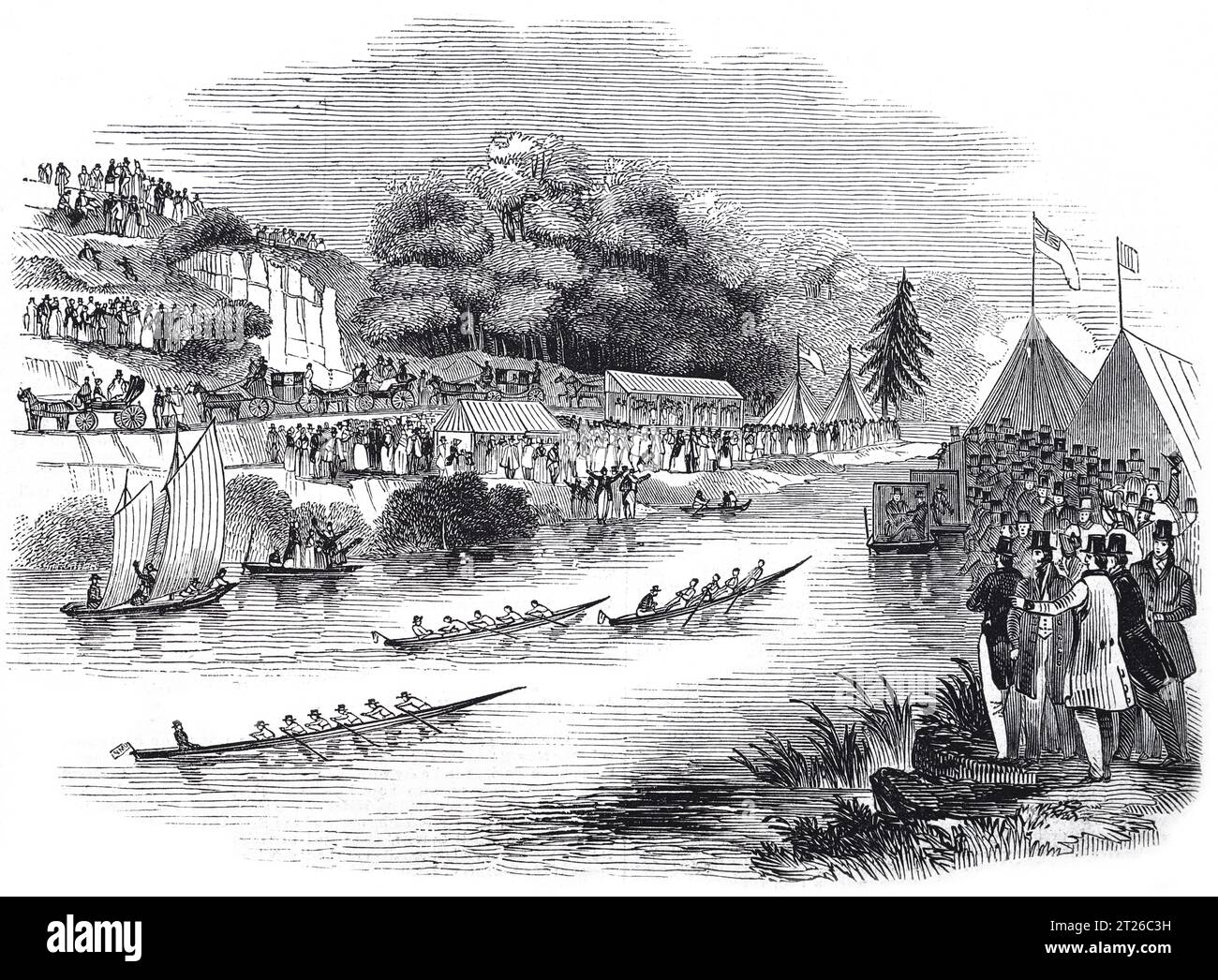 Reading Regatta, Reading, Berkshire, c1860. Illustration en noir et blanc de la 'Vieille Angleterre' publiée par James Sangster en 1860. Banque D'Images