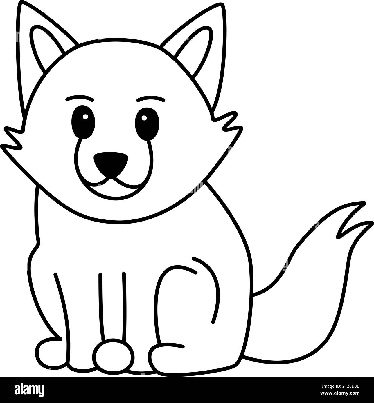 Wolf - changer le projet de créature féroce à un thème animal de zoo doux, mignon, adorable et attachant en utilisant cet élément de dessin animé Illustration de Vecteur