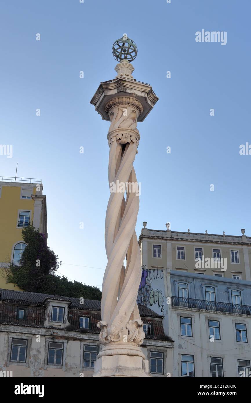 Le Pillory de Lisbonne sur la place municipale de la capitale portugaise classée Monument National Banque D'Images