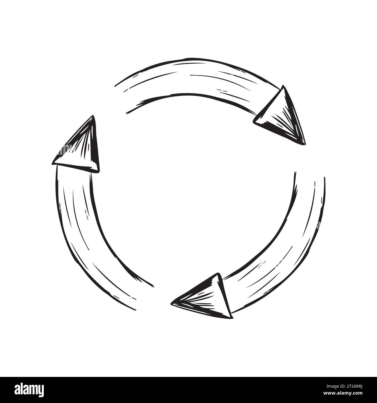 Le symbole de la réutilisation de l'esquisse est un doodle. Un signe de recyclage pour un design écologique et un mode de vie zéro déchet. Icône de recyclage vectoriel dessinée par h Illustration de Vecteur