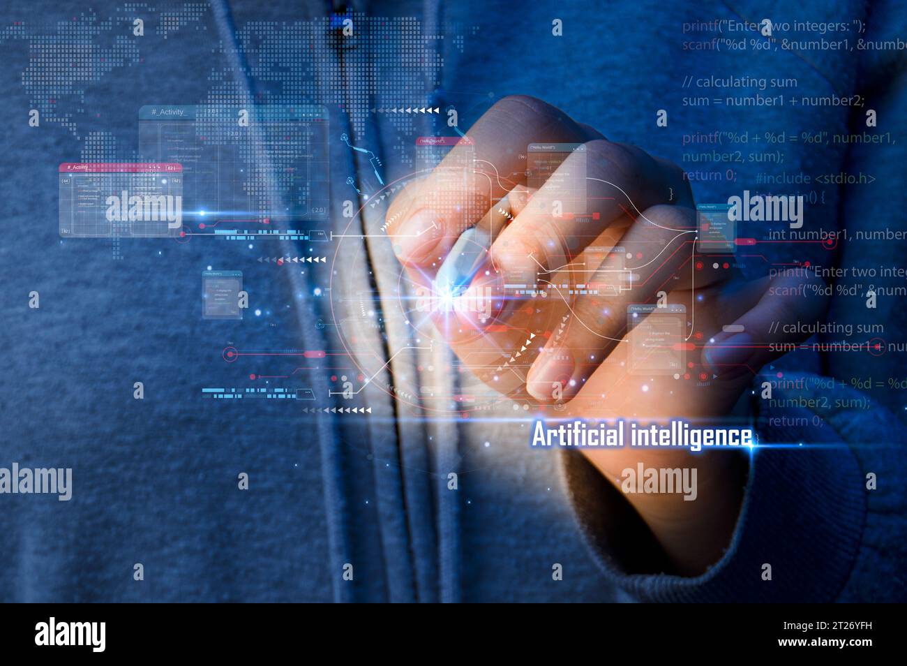 Concepts, développement de l'intelligence artificielle et auto-apprentissage de l'intelligence artificielle. Banque D'Images