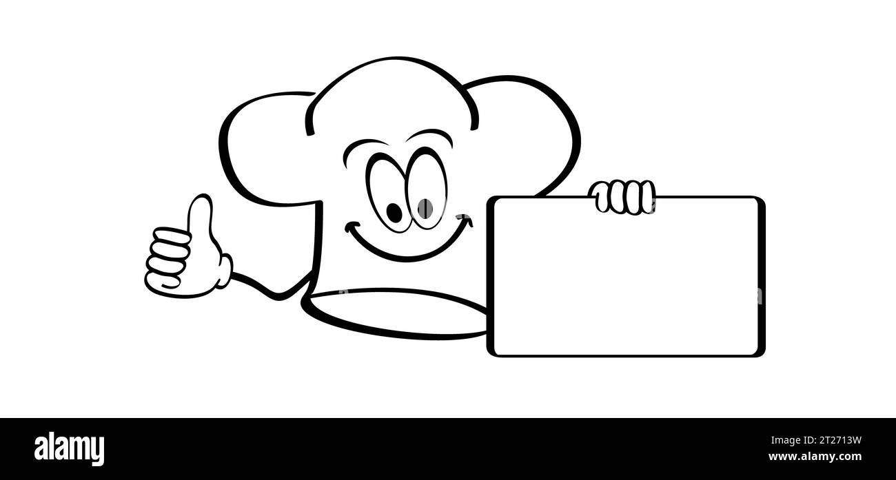 Chapeaux de chef de dessin animé. Casquettes d'uniforme de chef. Icône ou symbole vectoriel. Toque cuisine chef pour la cuisine. Chapeau ou casquette de chef. Logo Cook. Stickman et vide Banque D'Images