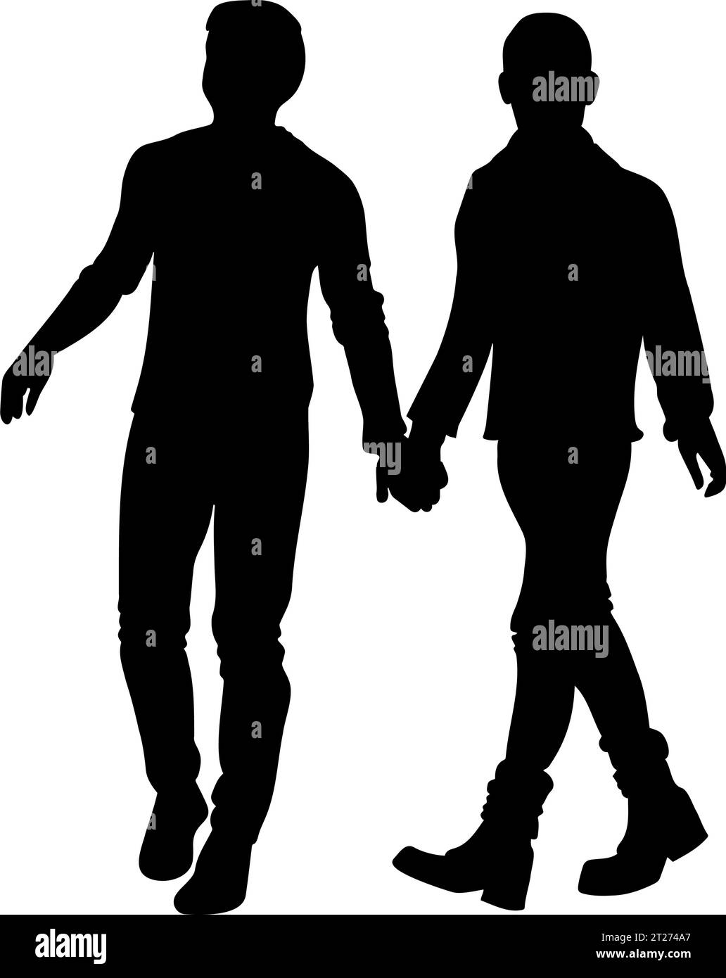 Couple gay tenant main silhouette. Illustration vectorielle Illustration de Vecteur