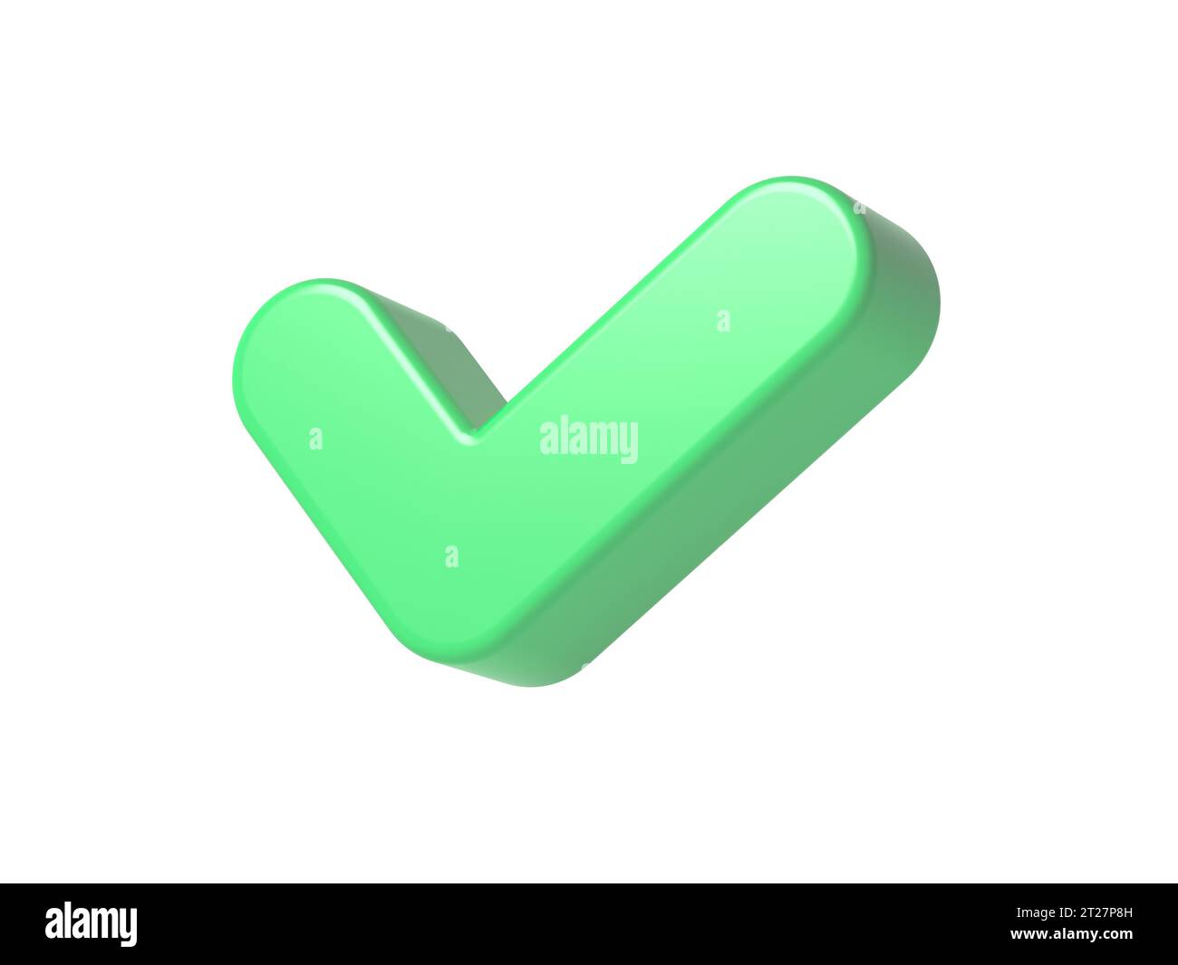Coche verte isolée sur fond blanc. Symbole de coche. illustration 3d. Banque D'Images
