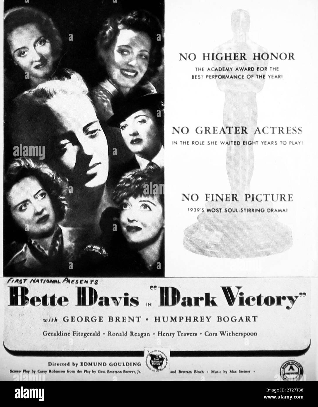 Publicité au cinéma pour Dark Victory en 1939 Banque D'Images