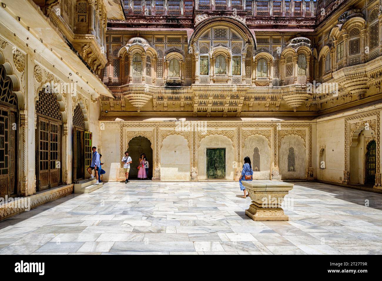 Cour intérieure du fort Mehrangarh à Jodhpur Banque D'Images