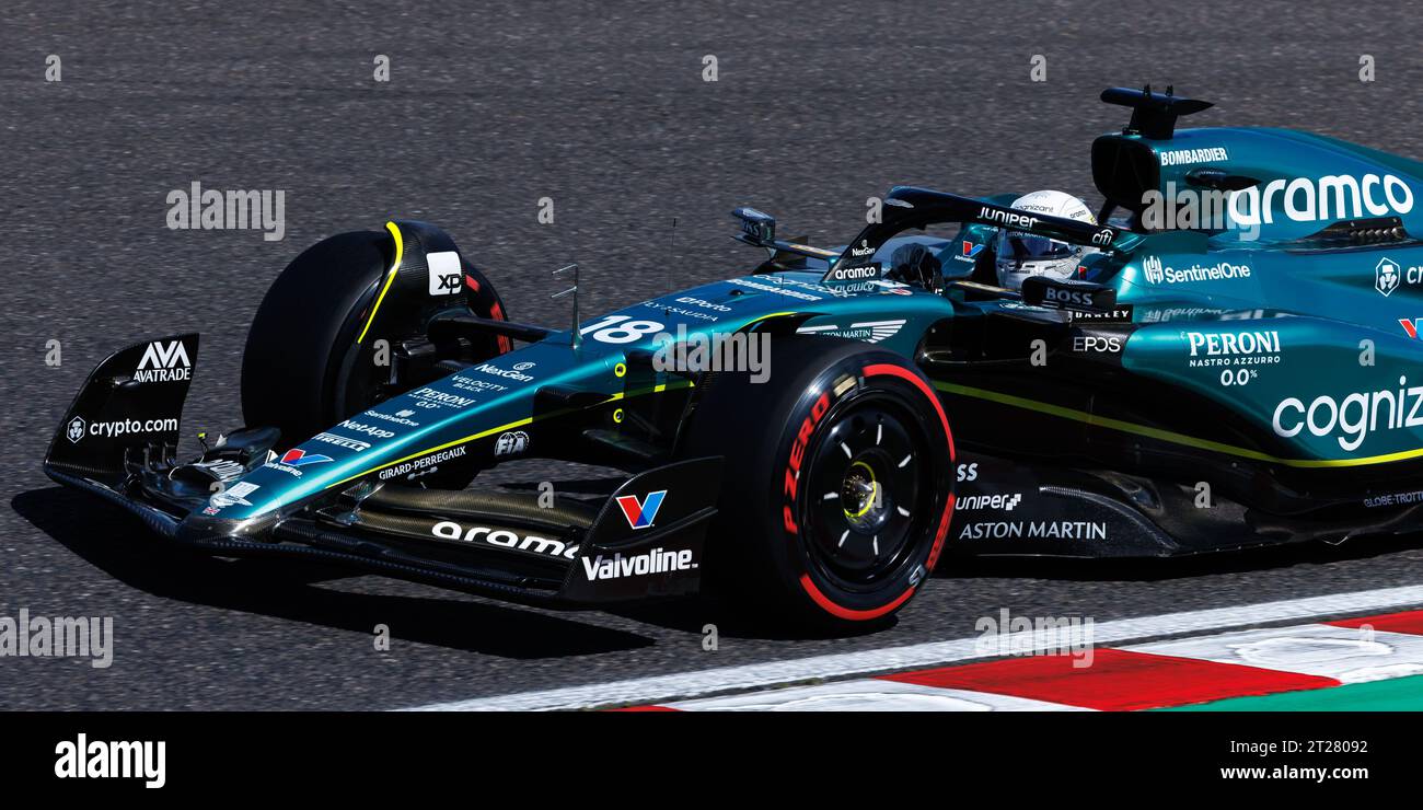 Suzuka Grand Prix circuit, 18 octobre 2023 : lance Stroll (CAN) de l'équipe Aston Martin lors du Grand Prix de Formule 1 du Japon 2023. Banque D'Images