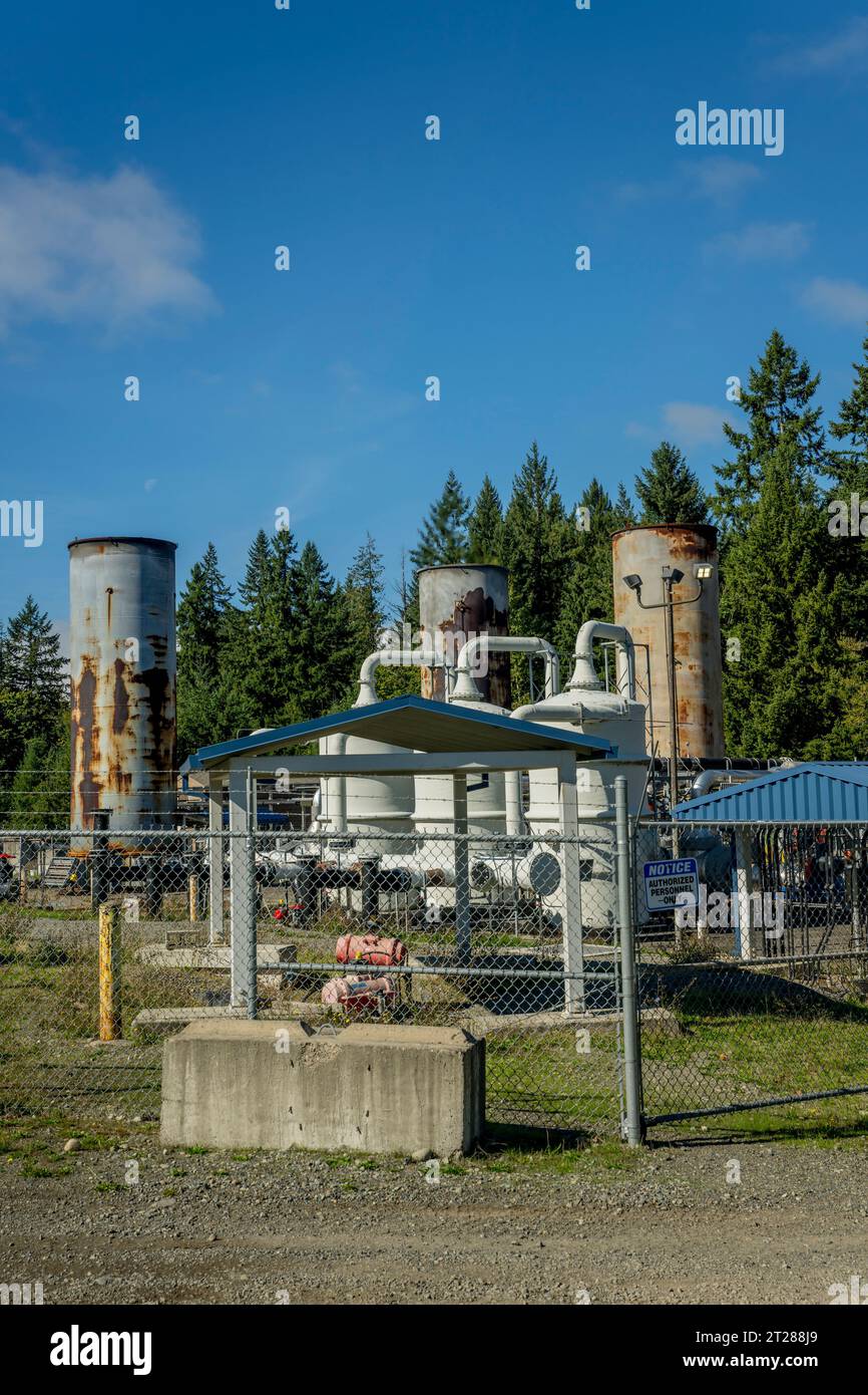 Actuellement, le comté de King brûle à la torche les gaz d'enfouissement à la Division des déchets solides du comté de King, qui couvre 920 acres près de Maple Valley, Washington, unité Banque D'Images