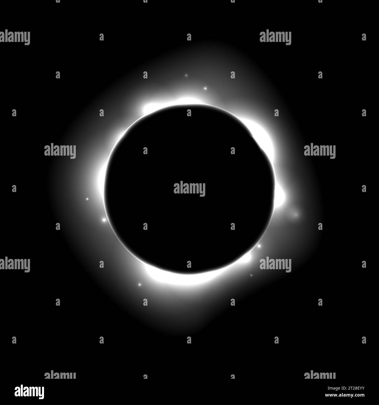 Concept Sun Full eclipse. Fond gris clair de lueur de lune. éclipse totale solaire ou planétaire dans l'espace sombre. Éruption de surface d'étoile chaude avec des effets de rayons et de faisceaux. Illustration vectorielle de supernova Illustration de Vecteur