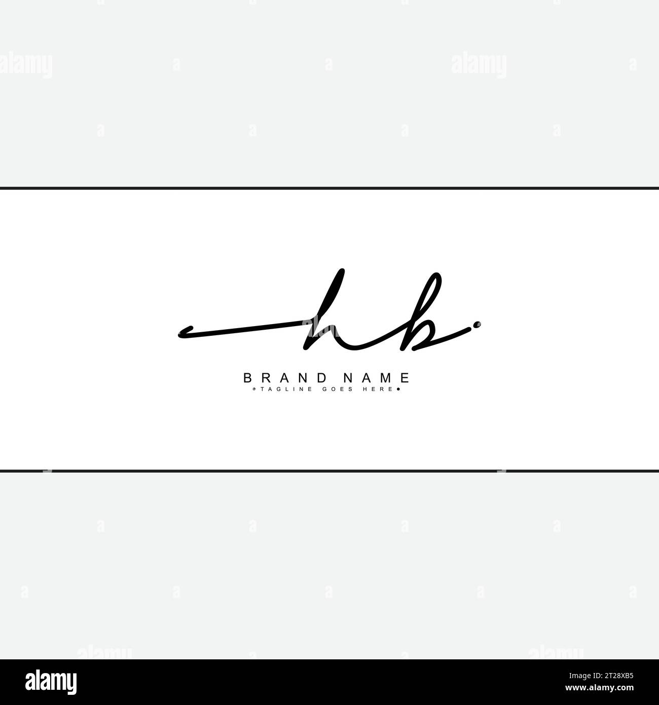 Logo de signature initiale pour la lettre HB - modèle de logo vectoriel dans le style de signature manuscrite Illustration de Vecteur