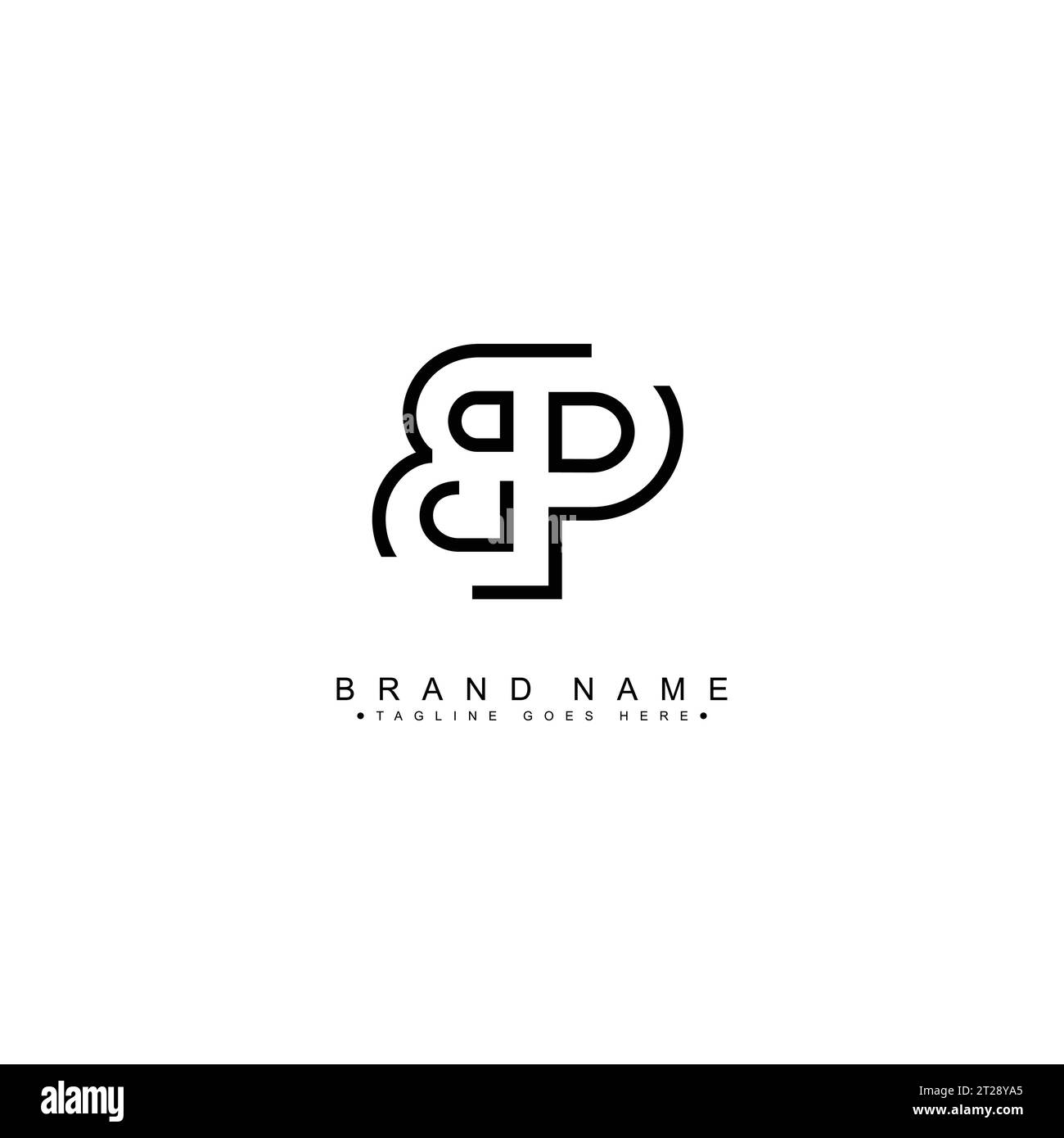 Monogramme créatif pour lettre initiale BP logo - modèle de logo vectoriel minimal pour alphabet B & P. Illustration de Vecteur