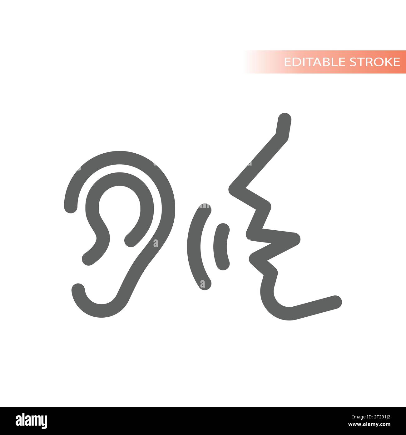 Icône vectorielle de ligne parlante et d'écoute. Symbole oreille, bouche, entendre et écouter. Illustration de Vecteur