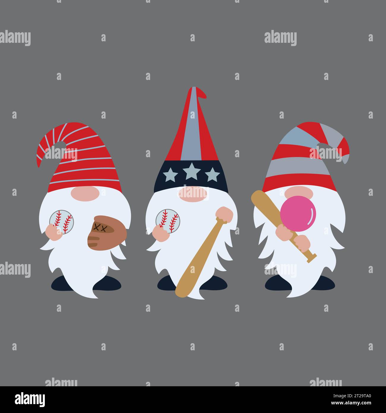 vecteur de conception de t-shirt de baseball gnome Illustration de Vecteur