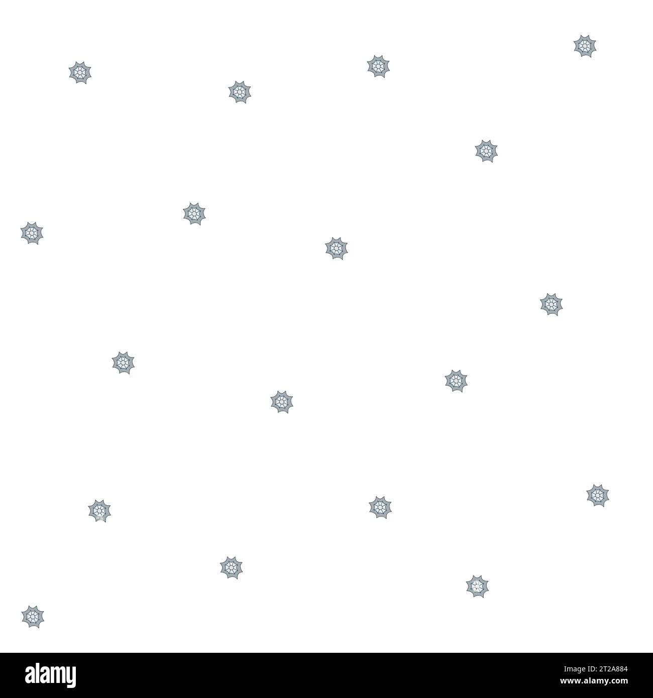 Flocons de neige bleu marine sur fond blanc, dans le style des fleurs délicates et des pois ressemblant à des confettis Illustration de Vecteur