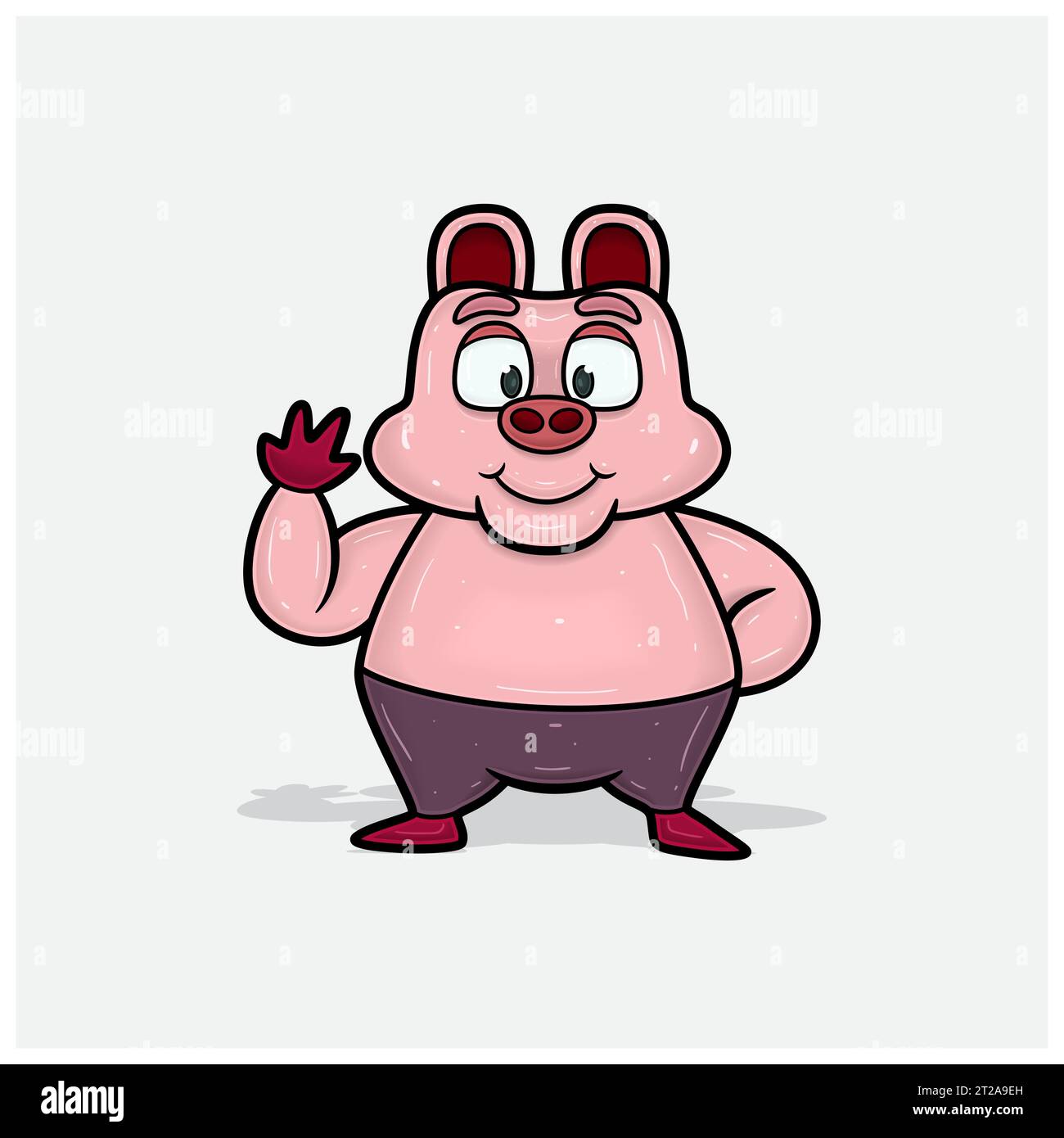 Personnage de cochon Cartoon avec Say Hello et Smile. Vecteurs et illustrations. Illustration de Vecteur