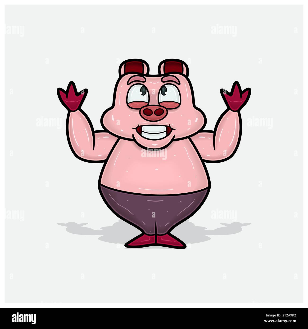 Caricature de personnage de porc avec Looking Up. Vecteurs et illustrations. Illustration de Vecteur