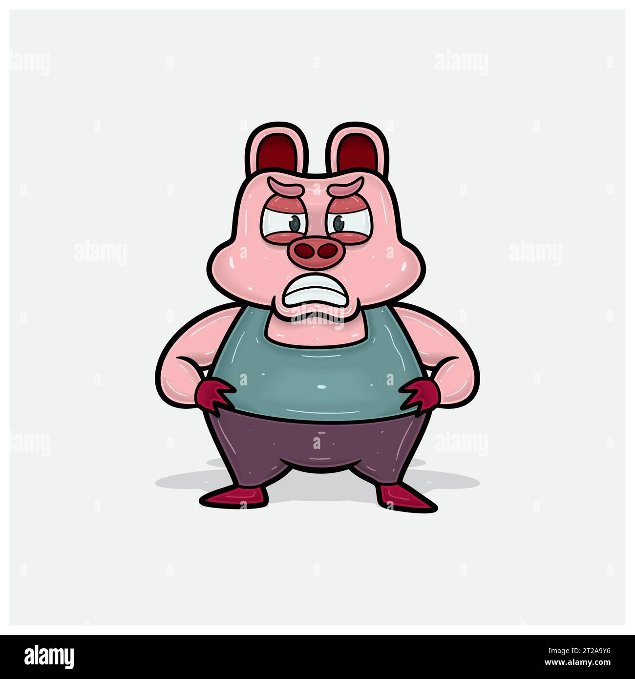 Cochon personnage Cartoon avec Stand up et Angry. Vecteurs et illustrations. Illustration de Vecteur