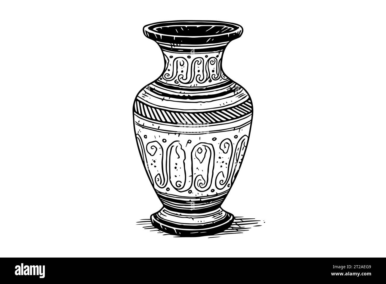 Ensemble de vase ancien dessin à l'encre dessiné à la main. Illustration vectorielle de style gravé. Illustration de Vecteur