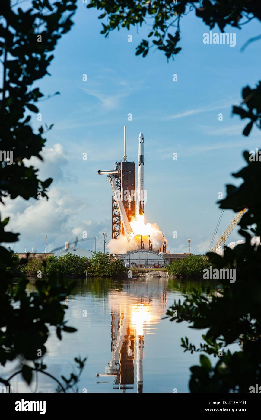 SpaceX Falcon 9 a lancé le vaisseau cargo Dragon depuis le Launch Complex 39A au Kennedy Space Center, Floride, le 26 novembre 2022, pour CRS-26, la 26e mission des services commerciaux de ravitaillement à l'ISS, transportant plus de 7 700 livres de fret, y compris des expériences, des fournitures et de l'équipement de la NASA. Banque D'Images
