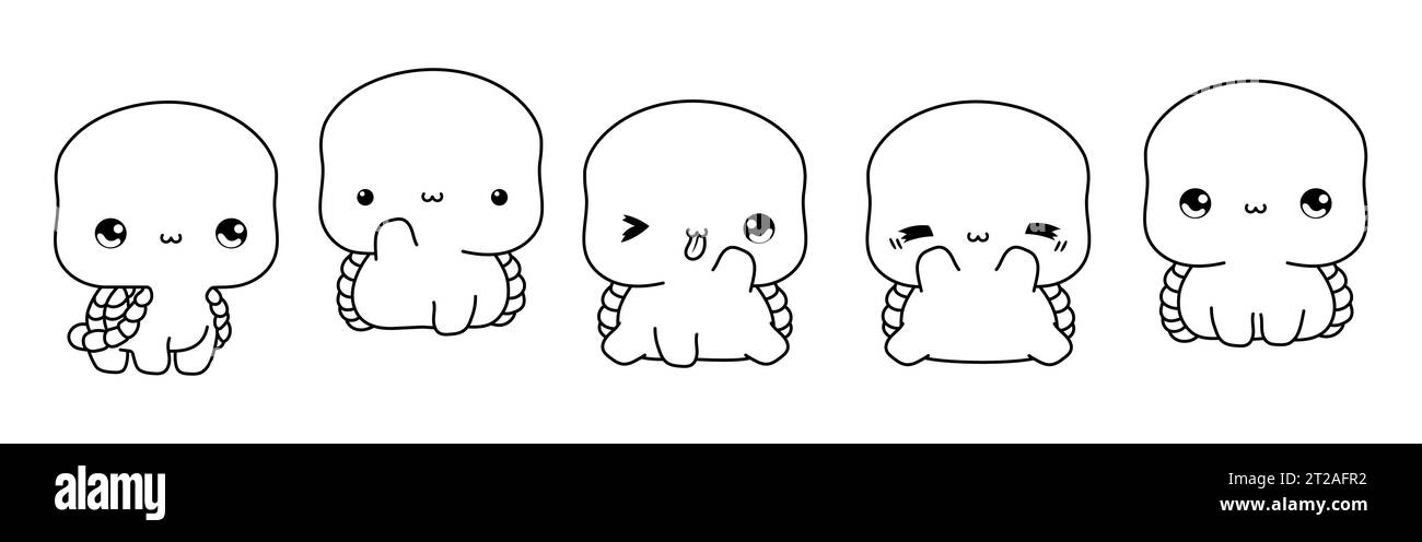 Ensemble de page de coloriage Vector Cartoon Turtle. Collection de Kawaii Isolated Animal Outline Illustration de Vecteur