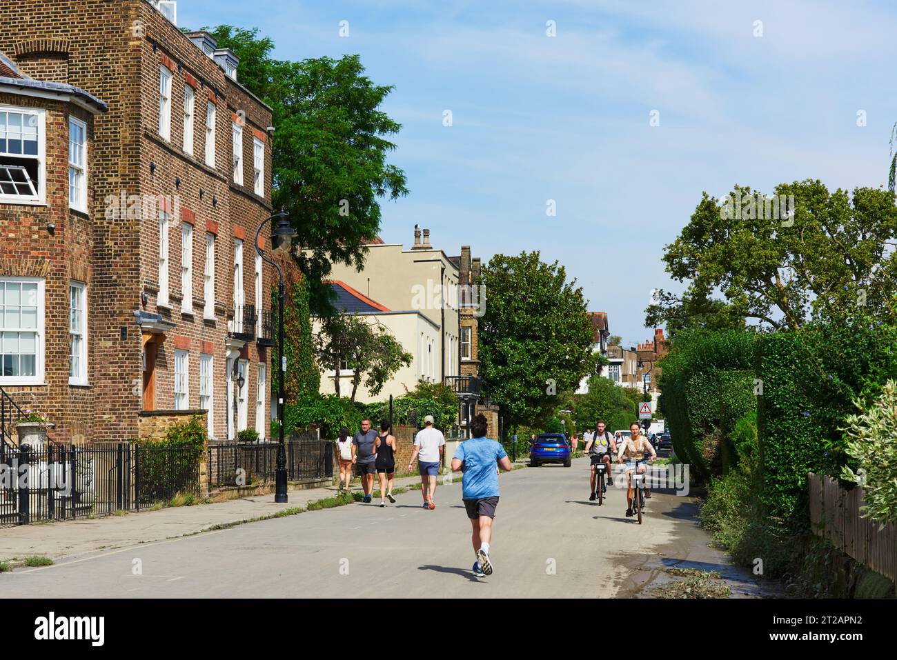 Maisons historiques le long de Chiswick Mall, Chiswick, Londres Royaume-Uni, à la fin de l'été Banque D'Images