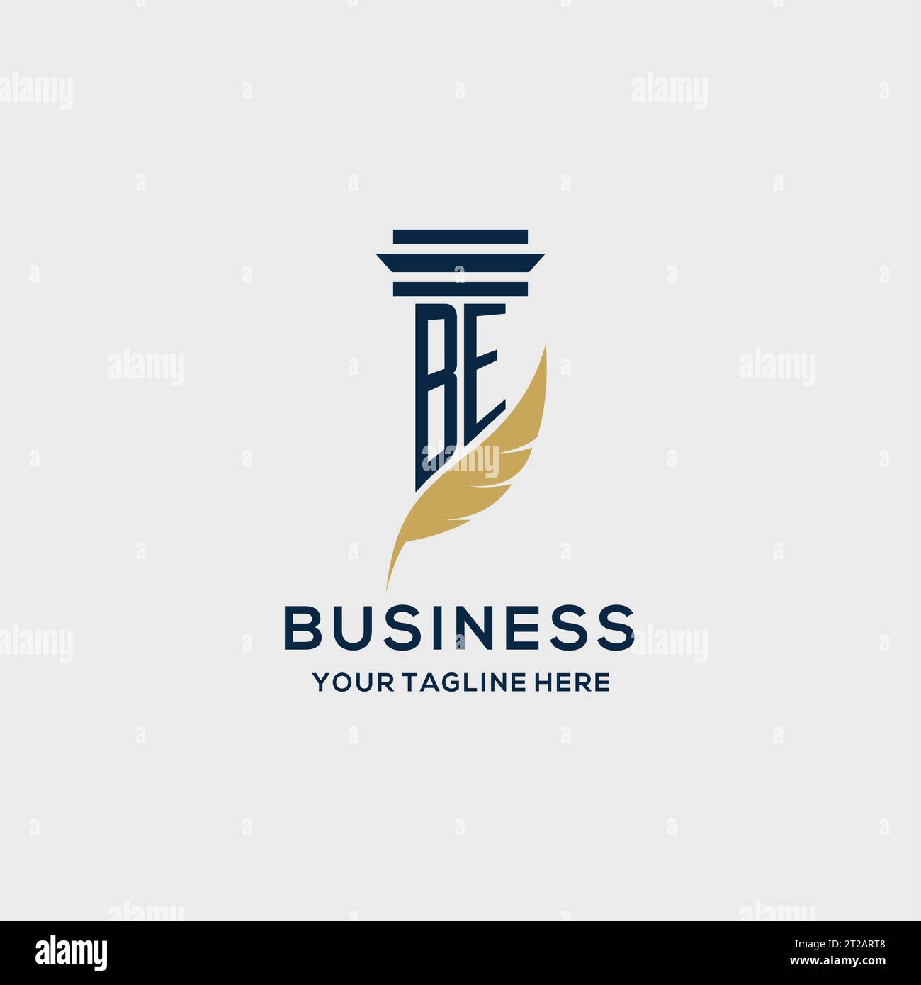 Logo initial de monogramme d'ÊTRE avec la conception de pilier et de plume, inspiration de logo de cabinet d'avocats Illustration de Vecteur