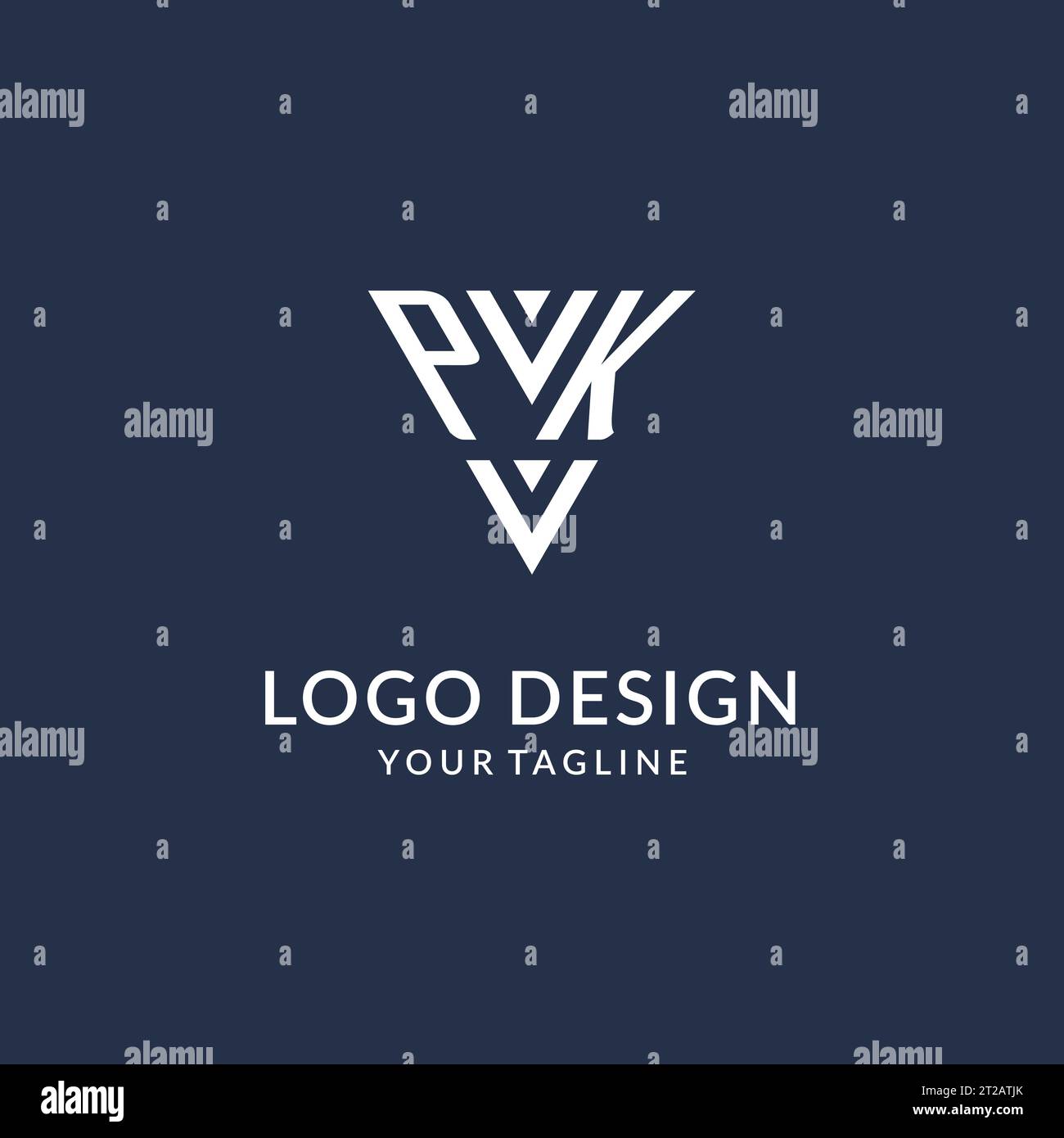 Idées de conception de logo de monogramme de triangle PK, logo de lettre initiale créative avec vecteur de logo de forme triangulaire Illustration de Vecteur