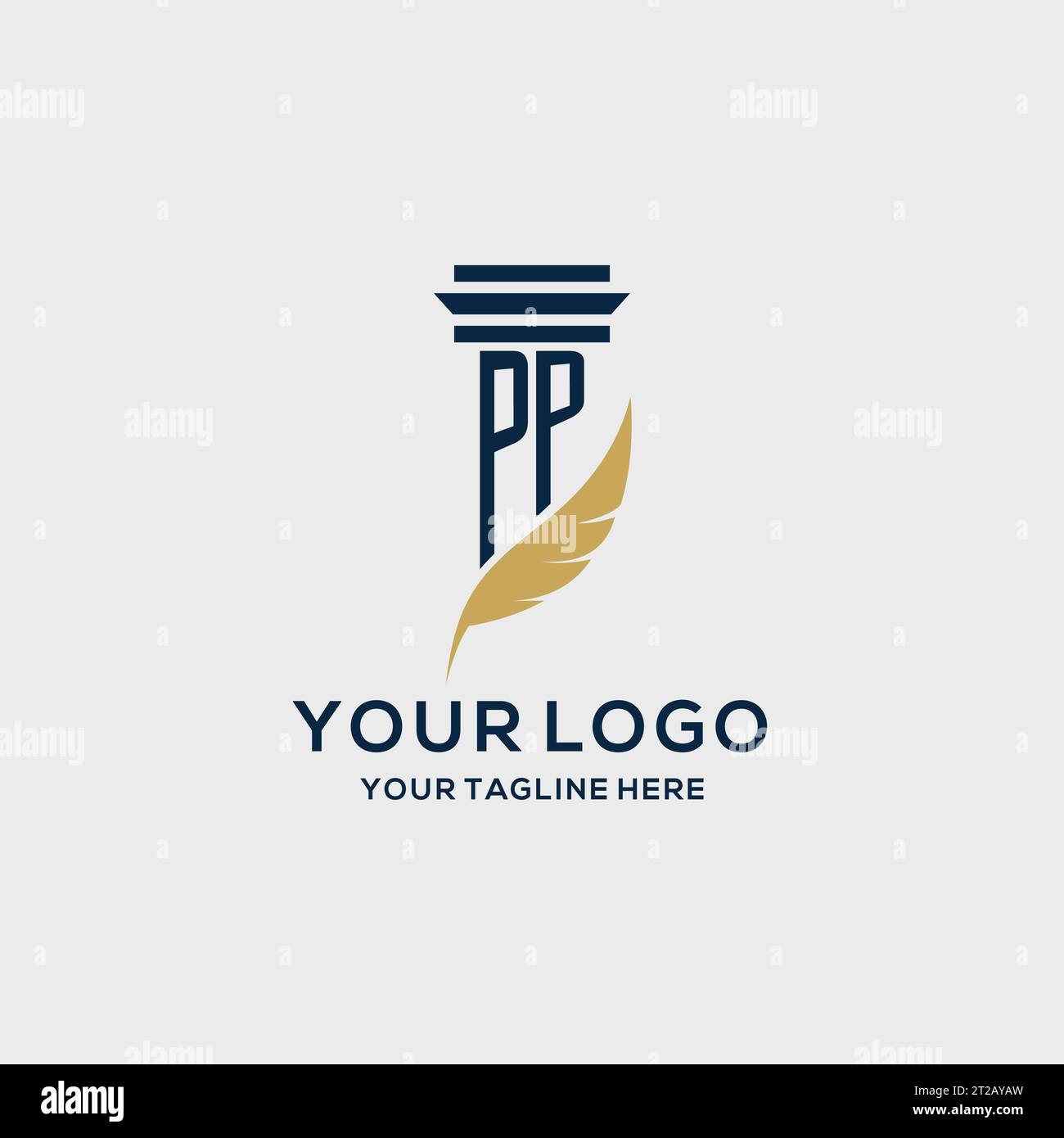 Logo initial monogramme PP avec conception de pilier et de plume, inspiration de logo de cabinet d'avocats Illustration de Vecteur