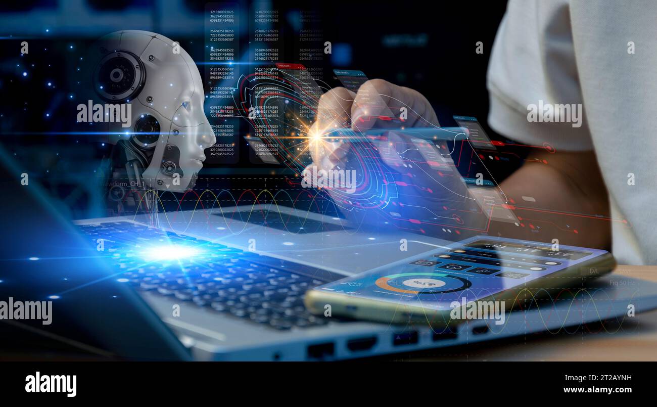 Concepts, développement de l'intelligence artificielle et auto-apprentissage de l'intelligence artificielle. Banque D'Images