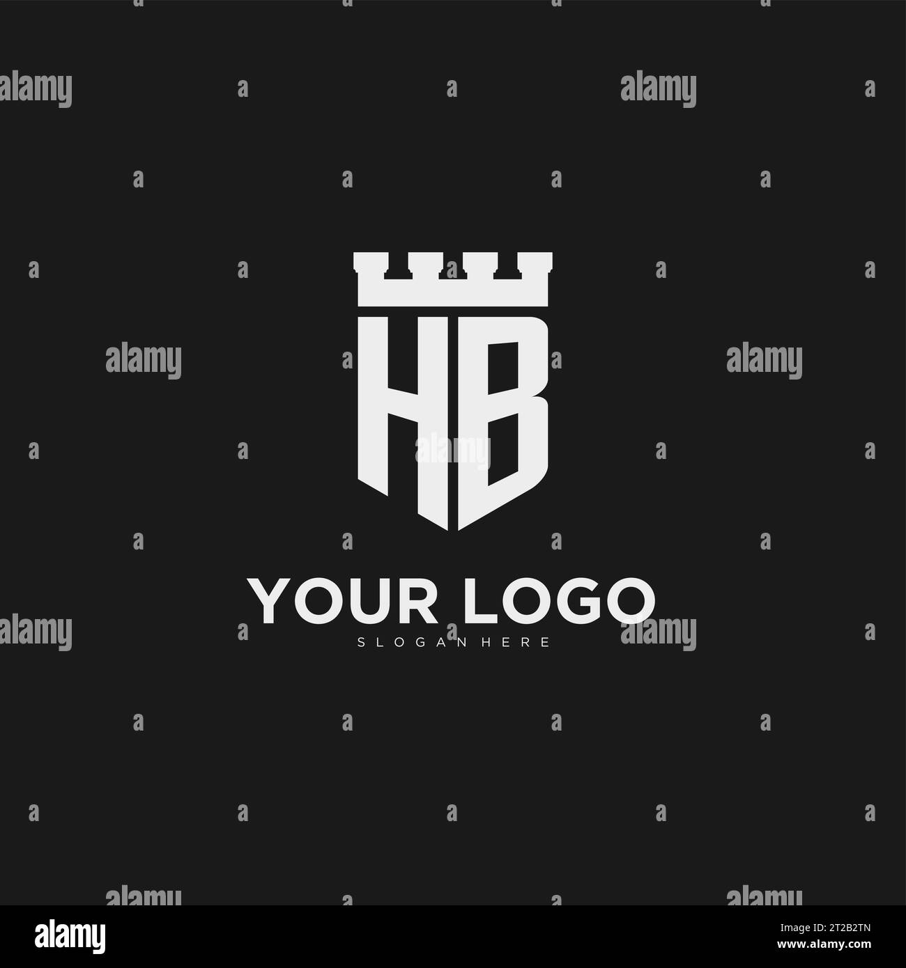 Initiales HB logo monogramme avec bouclier et graphique vectoriel de conception de forteresse Illustration de Vecteur