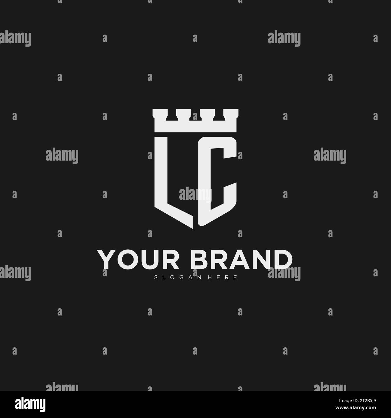 Initiales LC logo monogramme avec bouclier et graphique vectoriel de conception de forteresse Illustration de Vecteur