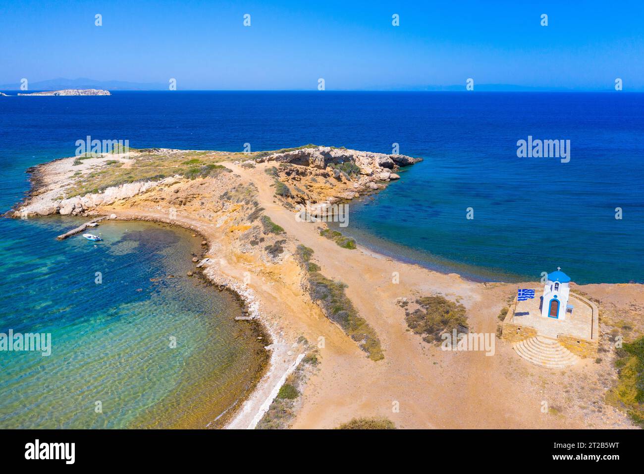 Plage de Tourkomnima sur l'île de Lipsi, Grèce Banque D'Images