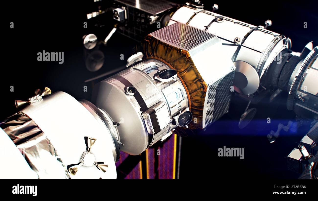 . Gros plan de la passerelle - module de ravitaillement esprit. Le module de ravitaillement esprit de Gateway, ou ERM, fournira des capacités de ravitaillement pour la station spatiale, le stockage de marchandises et les fenêtres pour une vue imprenable sur la Terre, la Lune et l'espace profond. ERM sera livré à Gateway par le vaisseau spatial Orion avec équipage de la mission Artemis V après un lancement sur une fusée Block 1B du système de lancement spatial (SLS). Banque D'Images