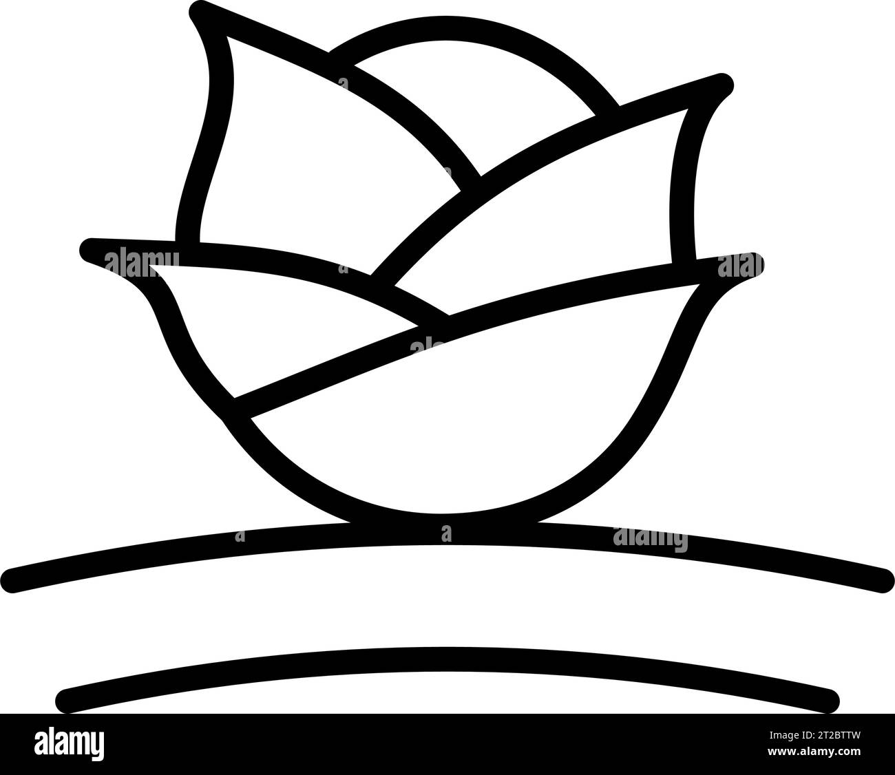 Icône chou. Logo vert de légumes biologiques et de nourriture. recette de salade végétarienne. Feuilles fraîches de laitue. Pictogramme de style contour. Illustration vectorielle. Desi Illustration de Vecteur