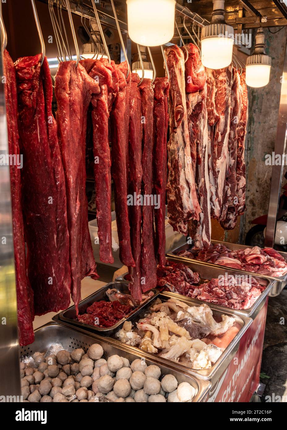 Boucher de viande Stall, Saigon, Vietnam Banque D'Images
