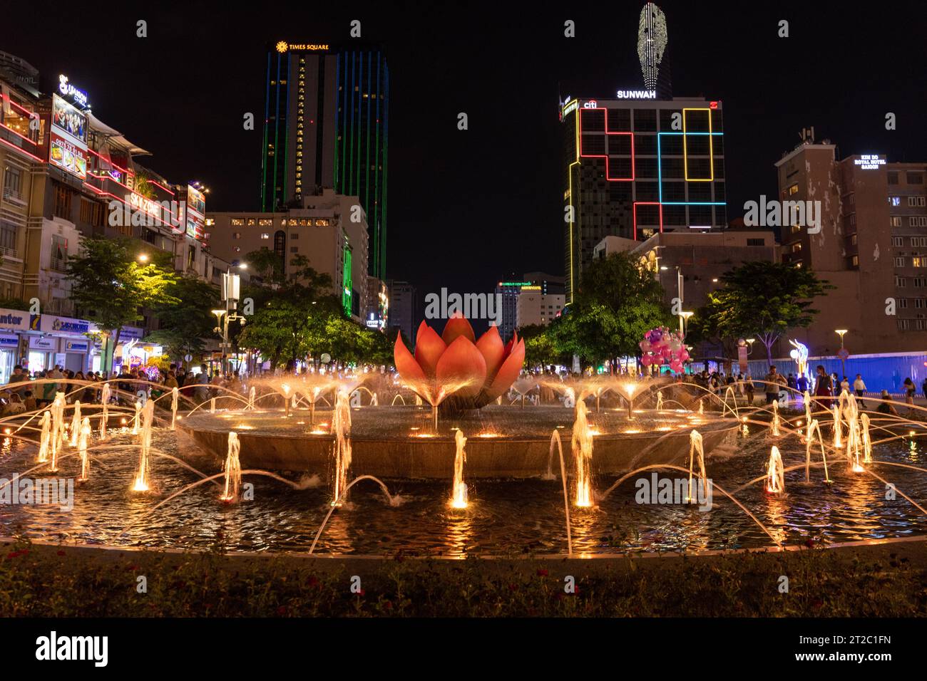 Scène de nuit, Ho Chi Minh ville, Vietnam Banque D'Images