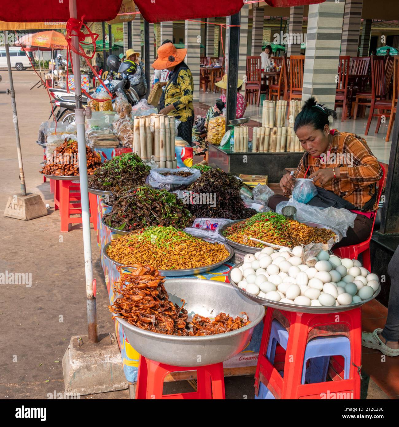 Spider Market à Skun, Cambodge Banque D'Images