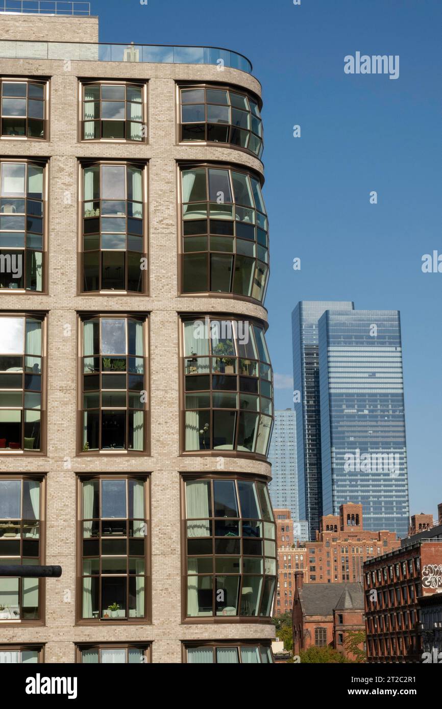 Thomas Heatherwick a conçu des tours résidentielles avec des fenêtres en tonneau le long de la High Line à W. 18th St., 2023, NYC, USA Banque D'Images