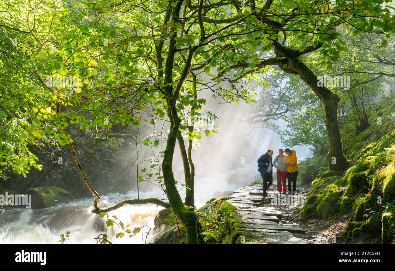 Cascade Ceunant Mawr, Llanberis, Gwynedd, Nord du pays de Galles, suite à de fortes pluies en septembre 2023. Banque D'Images