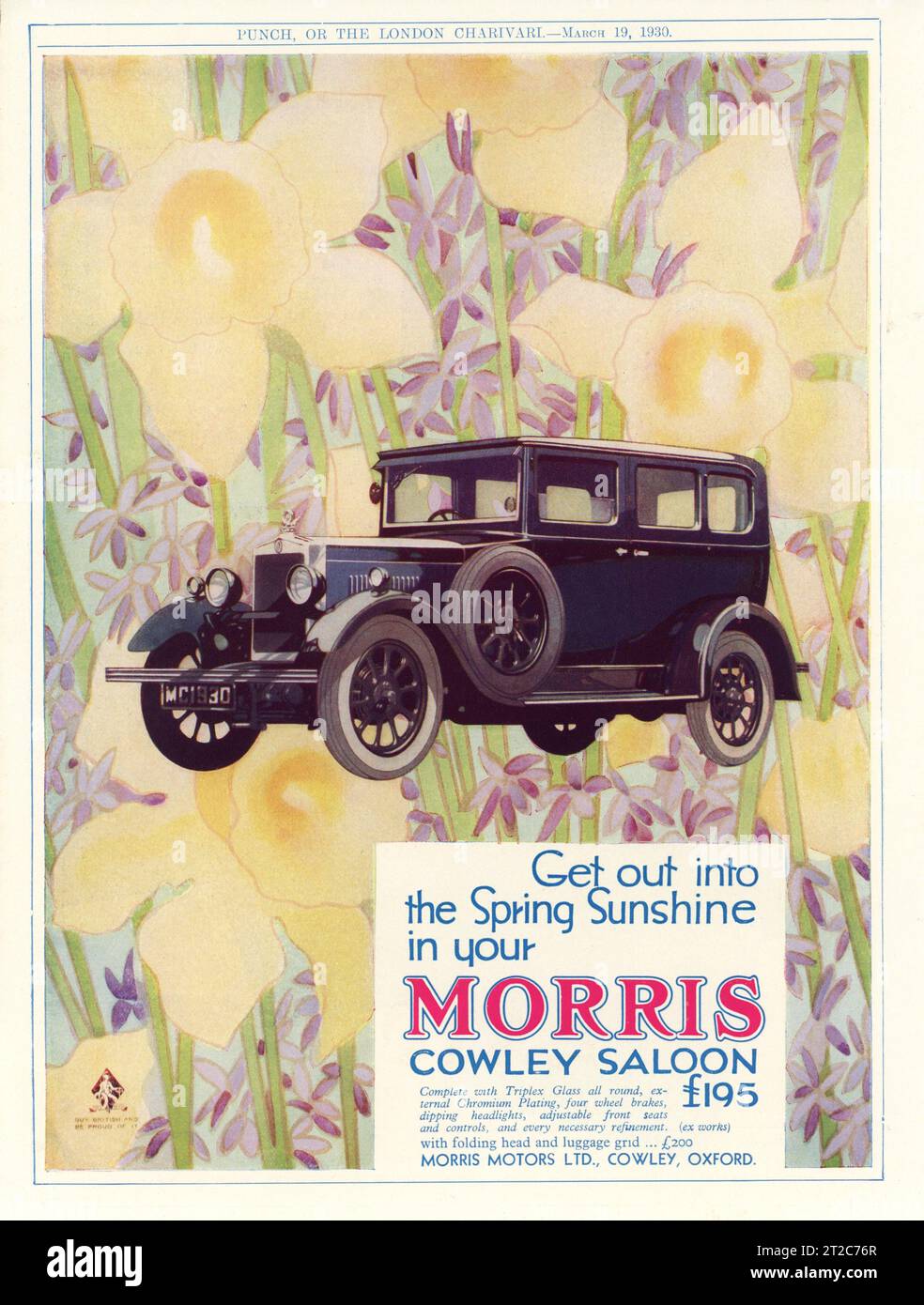 MORRIS COWLEY SALOON Motor car 1930 Publicité du magazine britannique Banque D'Images