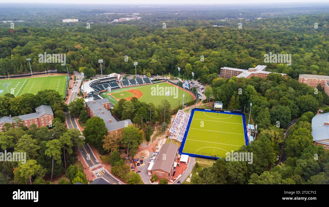 Chapel Hill, Caroline du Nord - 6 octobre 2023 : Bryson Field au Boshamer Stadium, stade de l'équipe de baseball Tar Heels de l'Université de Caroline du Nord. Banque D'Images